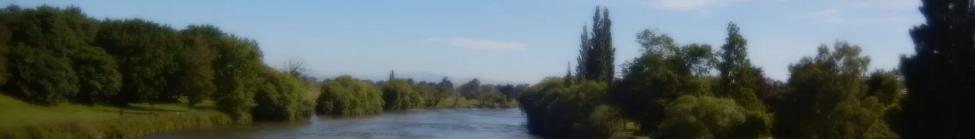 The Mataura River seen from the road bridge at Gore