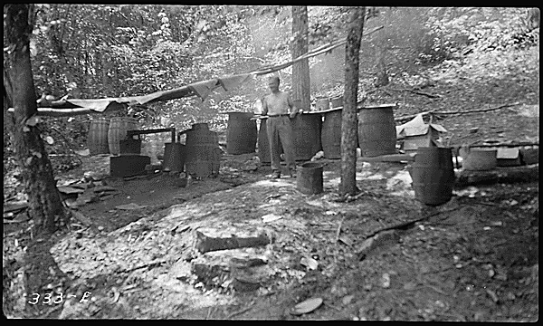 A period moonshine still photographed in 1936